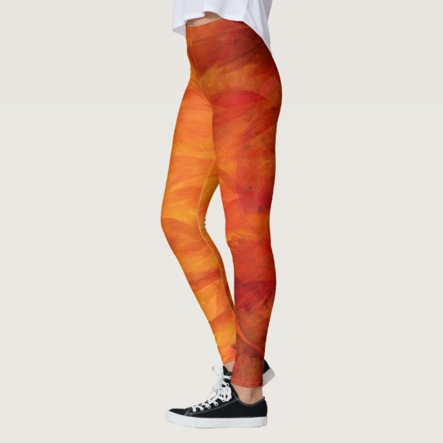 Artistic Autumn Leaves Leggings (Left)