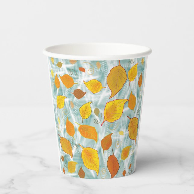 Artistic autumn leaves pattern paper cups (Back)