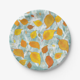 Artistic autumn leaves pattern paper plate