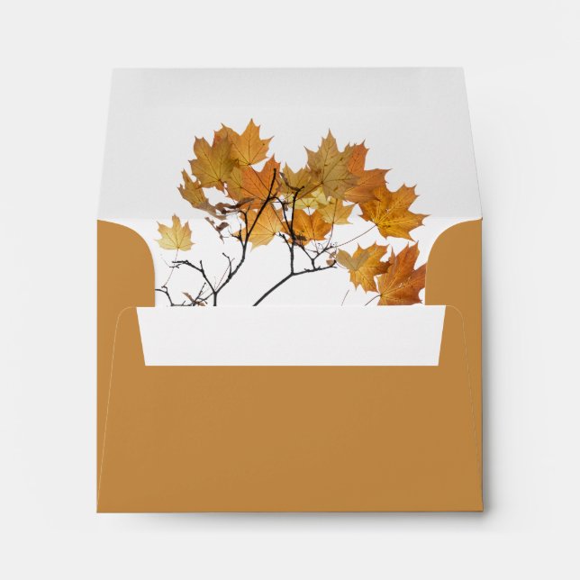 Artistic Autumn Leaves Wedding Envelope (Back (Bottom))