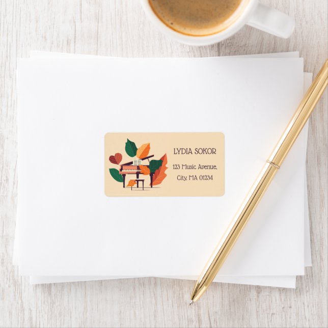 Artistic Autumn Piano Custom Return Address Labels (Insitu)