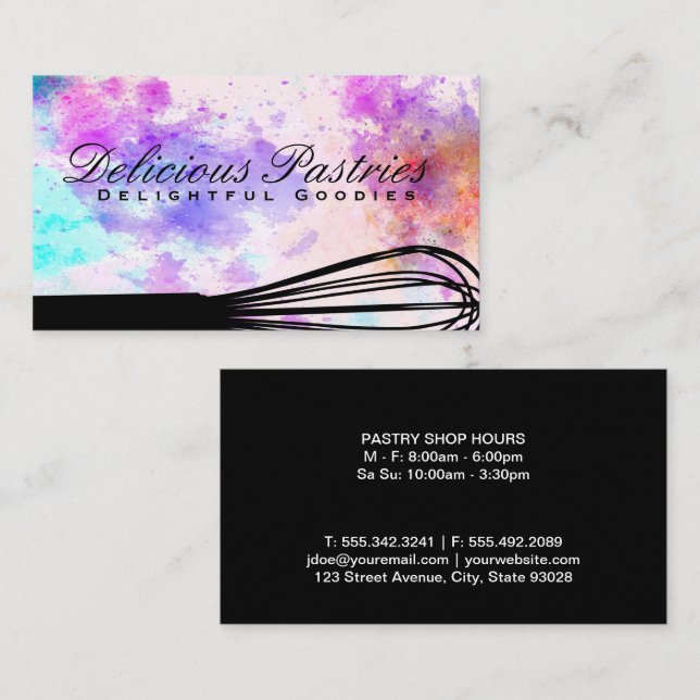Artistic Background Whisk Business Card (Front/Back)