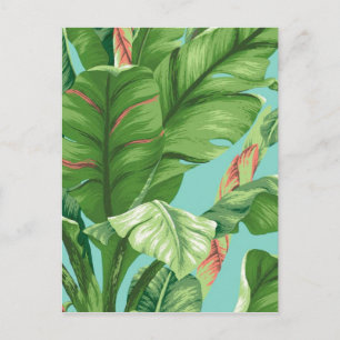 Artistic Banana Leaf & flower watercolor painting Postcard