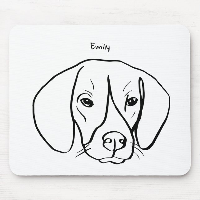 Artistic Beagle: Custom Text Mouse Pad (Front)