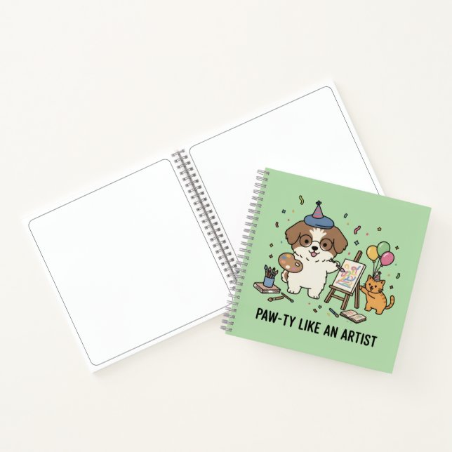 Artistic Beagle Ginger Cat Party Animal Sketchbook Notebook (Inside)