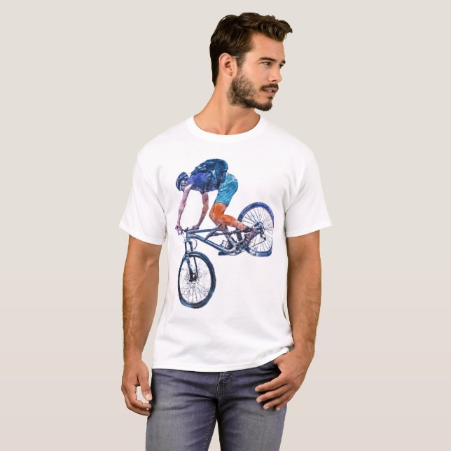 Artistic Bear on Bicycle Graphic T-Shirt - Fun  (Front Full)