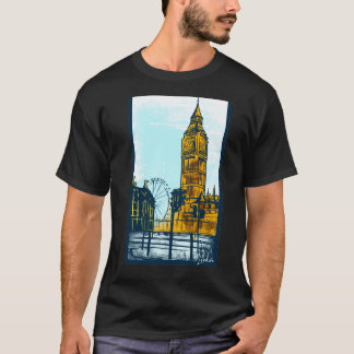 Artistic Big Ben London Landmark Graphic T-shirt