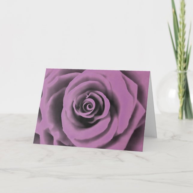 Artistic Big Dark Lavender Rose Card (Front)