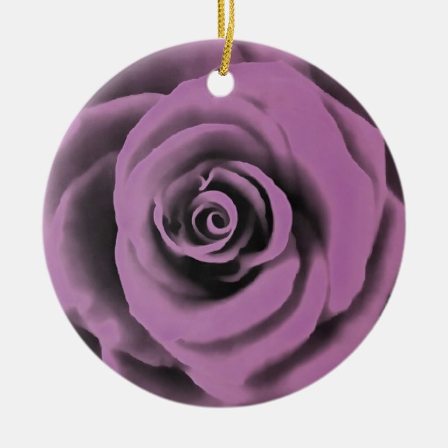Artistic Big Dark Lavender Rose Ceramic Tree Decoration (Front)