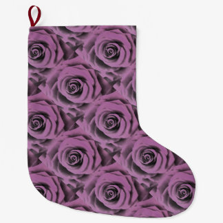 Artistic Big Dark Lavender Rose Large Christmas Stocking