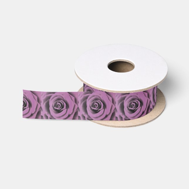 Artistic Big Dark Lavender Rose Satin Ribbon (Spool)