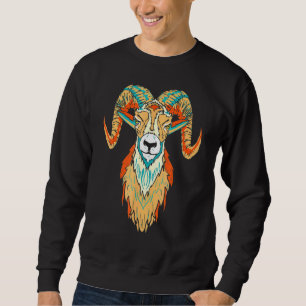 Artistic Big Horn Sheep Ram Head 80s Vibe Sketch G Sweatshirt
