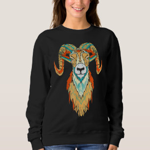 Artistic Big Horn Sheep Ram Head 80s Vibe Sketch G Sweatshirt