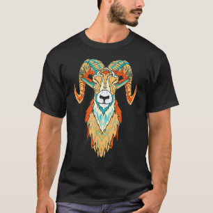 Artistic Big Horn Sheep Ram Head 80s Vibe Sketch G T-Shirt