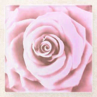 Artistic Big Pale Pink Rose Glass Coaster