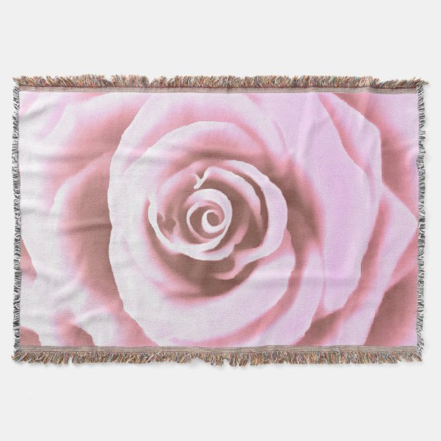 Artistic Big Pale Pink Rose Throw Blanket (Front)