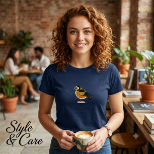 Artistic Bird Sketch Mark Navy Girls T Shirt Style
