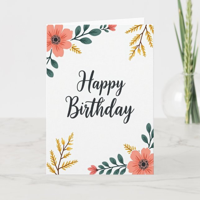 Artistic Birthday Floral Card (Front)