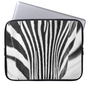Artistic black and white closeup portrait of a zeb laptop sleeve