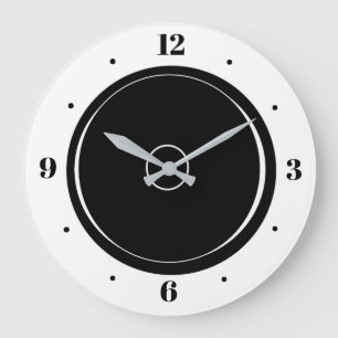Artistic  Black and White Simplistic Large Clock