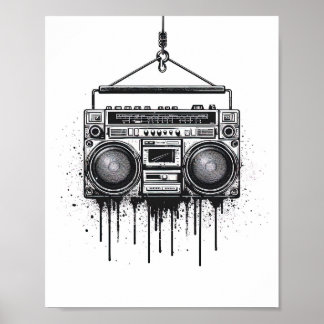Artistic Black Boombox Poster Wall Art