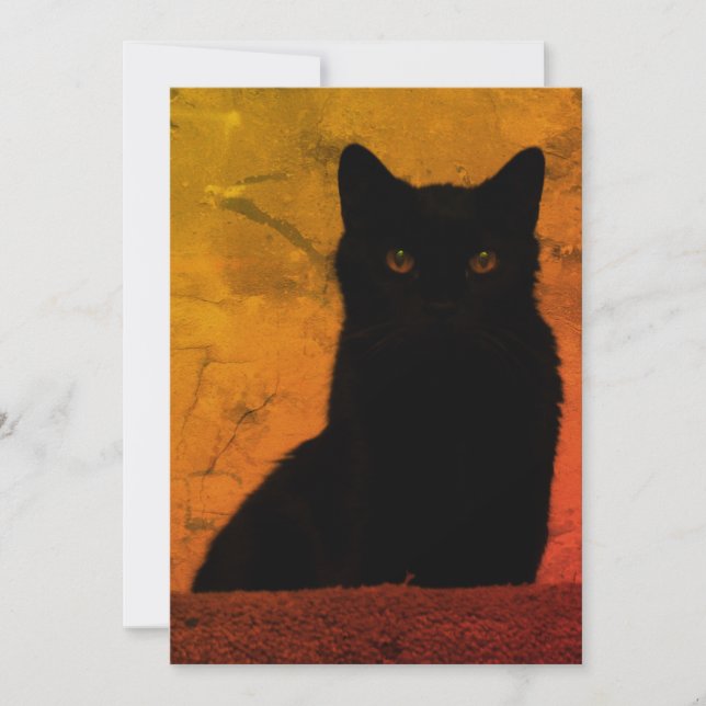 Artistic Black Cat Thank You Card (Front)