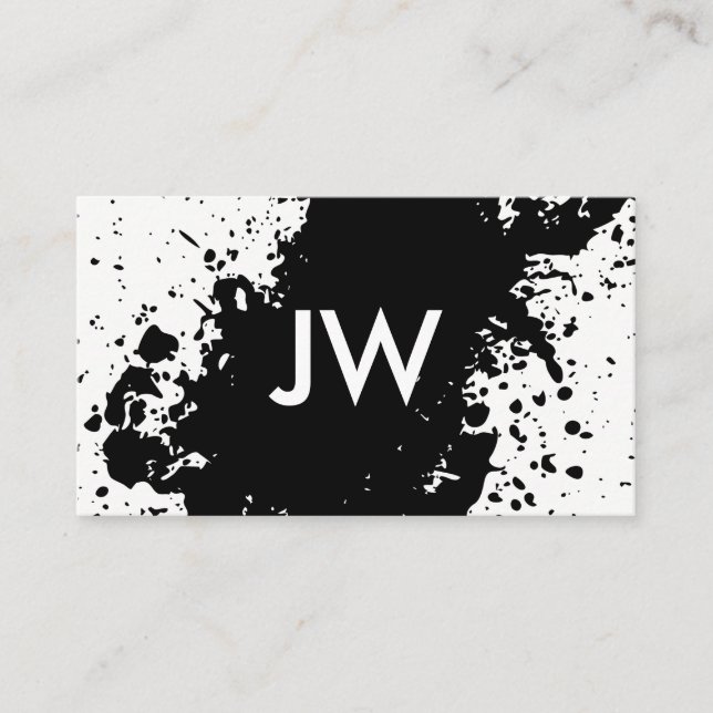 Artistic Black Ink Spatter | Creative Expressive Business Card (Front)