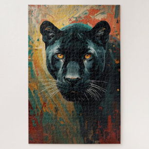 Artistic Black Panther – Vibrant Oil Painting Jigsaw Puzzle