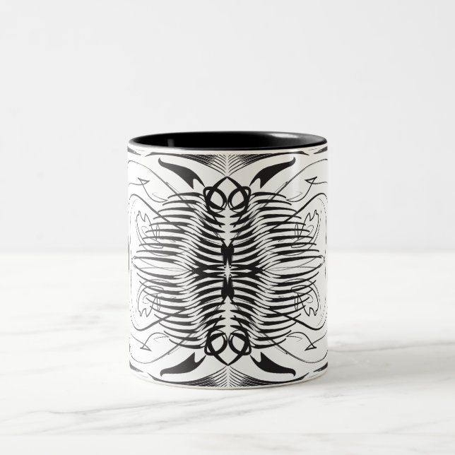 Artistic black white Coffee Mugs (Center)