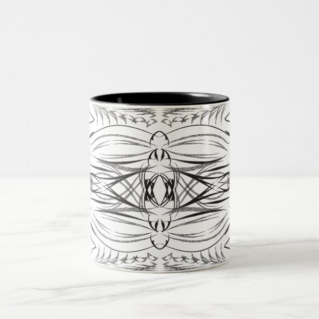 Artistic black white Coffee Mugs (Center)