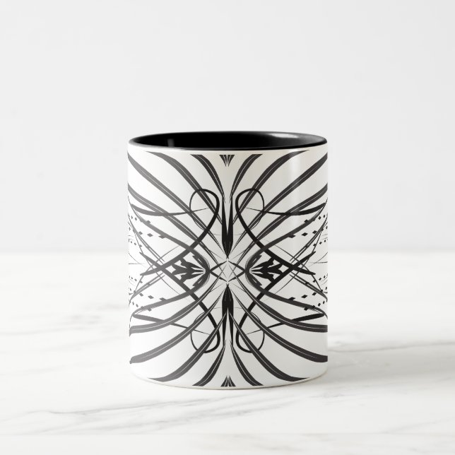 Artistic black white Coffee Mugs (Center)