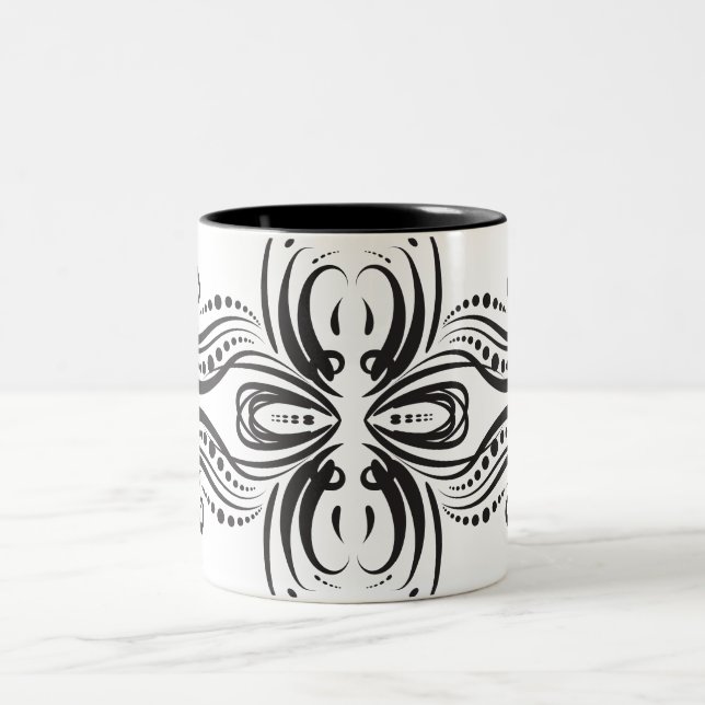 Artistic black white Coffee Mugs (Center)