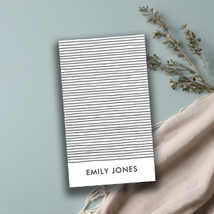 ARTISTIC BLACK WHITE SKETCH STRIPED LINE PATTERN BUSINESS CARD
