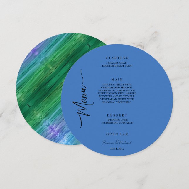 Artistic blending gradient ethereal watercolor  menu (Front/Back)
