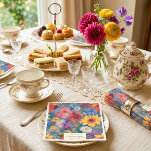 Artistic Blooms Vintage Floral Retirement Party Napkin