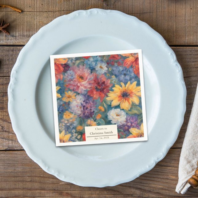 Artistic Blooms Vintage Floral Retirement Party Napkin (Artistic Blooms Vintage Floral Retirement Party Napkins)