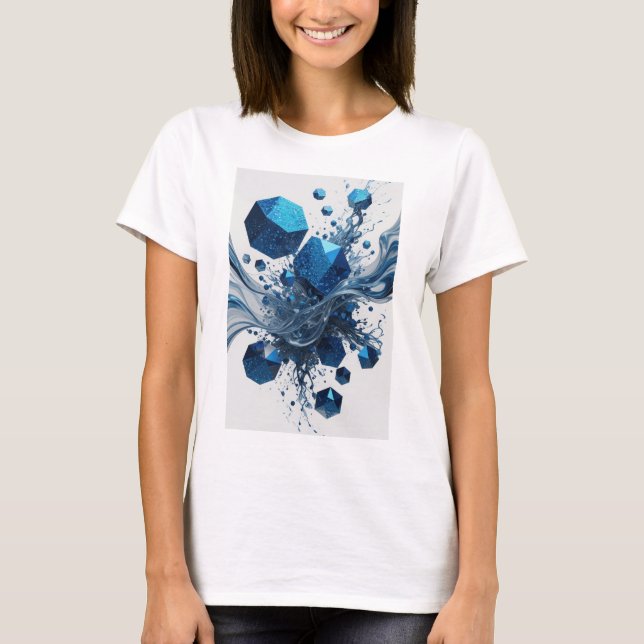 Artistic Blue ABSTRACT ART Design T-Shirt (Front)