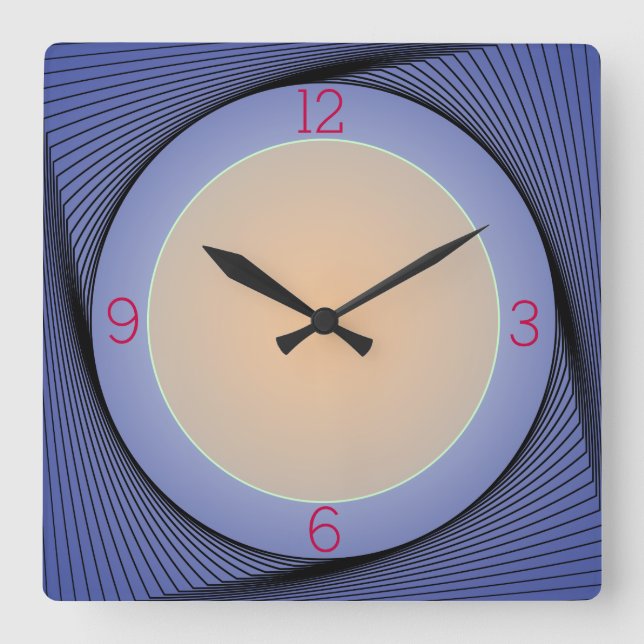 Artistic Blue Border with Yellow centre Wall Clock (Front)