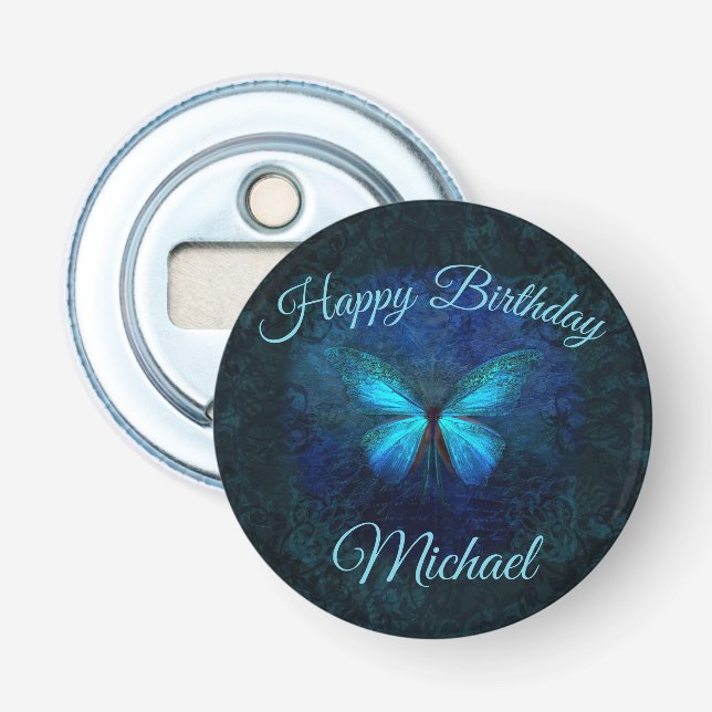 Artistic Blue Butterfly Design Bottle Opener (Front)