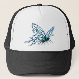 Artistic Blue Butterfly Sketch - Premium Trucker H Hat