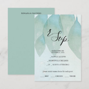 Artistic Blue Fall Watercolor Art RSVP Card