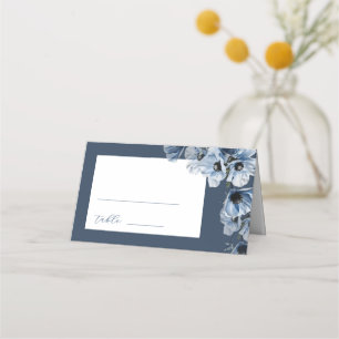Artistic Blue Flowers Wedding Place Card