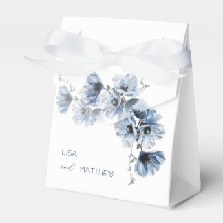 Artistic Blue Flowers White Wedding Favour Box