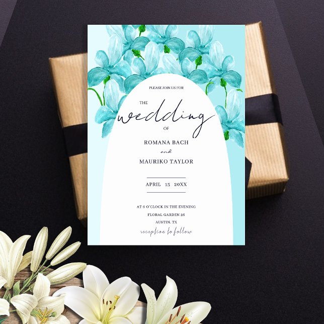Artistic Blue Iris Floral Watercolor Invitation (Creator Uploaded)