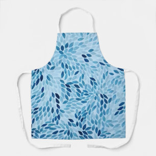 Artistic Blue Petals Watercolor Pattern Apron