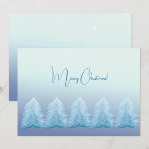 Artistic Blue Silver Nordic Merry Christmas Holiday Card