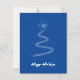 Artistic Blue Stars Ray Christmas Tree Holiday Card