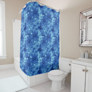 Artistic Blue Watercolor Floral Shower Curtain