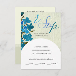 Artistic Blue Watercolor Wildflowers RSVP Card