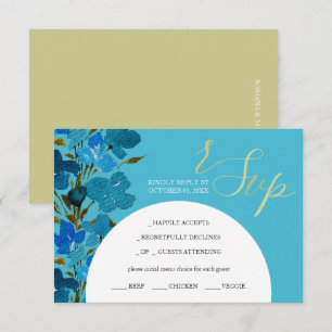 Artistic Blue Watercolor Wildflowers RSVP Card